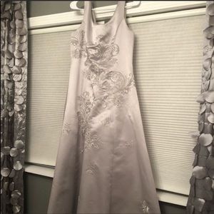 Silver Sleeveless Ball Gown Plus Size Prom Dress